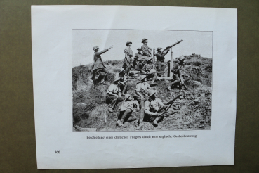 Picture englisch Troops with Machinegun 1914-1918 shooting at German Airplane Worldwar WWI